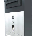 Post with large mailbox, intercom system and fingerprint sensor comfort variants