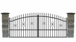 Court gate entrance gate garden gate BELLEVUE black with posts in natural stone look anthracite